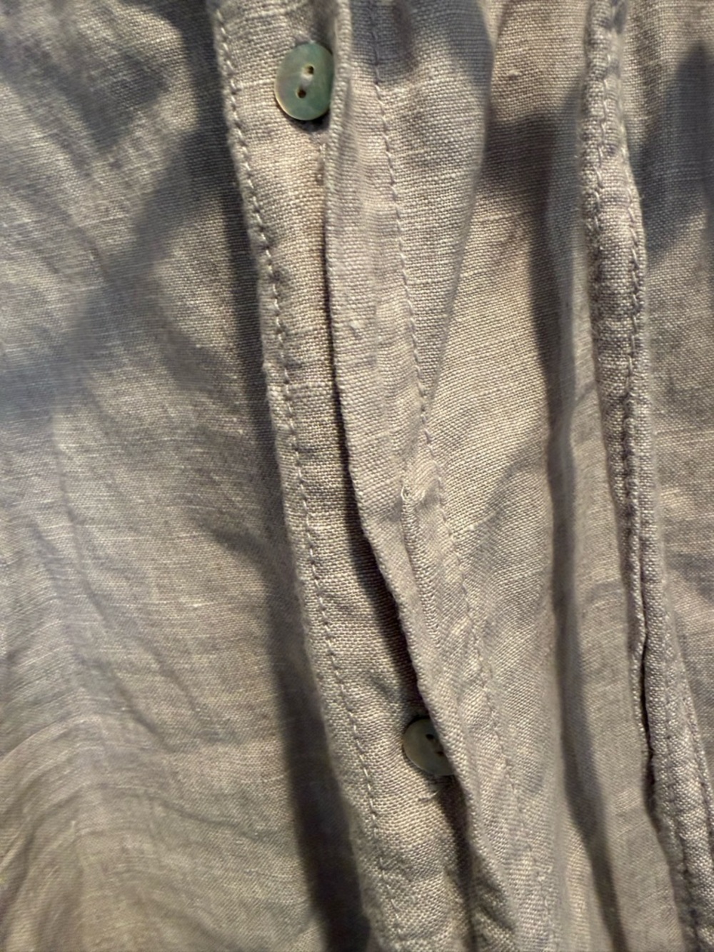C&C California Light gray Linen Midi Shirt Dress with Tie Waist. - Picture 3 of 10